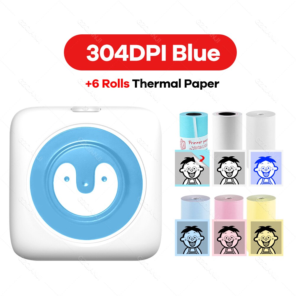 304 dpi mini bluetooth valokuvatulostin lämpö langaton puhelin tulostin mobiili kuva muistiinpanoja tarra tarratulostus 203 dpi tulostin: 304bl lisää 6 ryhmää