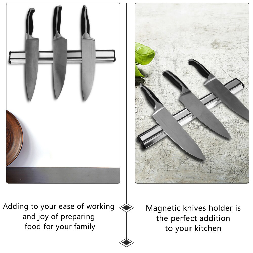 1pc Hanging Aluminum Magnetic Wall Mount Metal Rack Knives Holder Knives Stand Knives Rack for Kitchen Factory: Silver 1