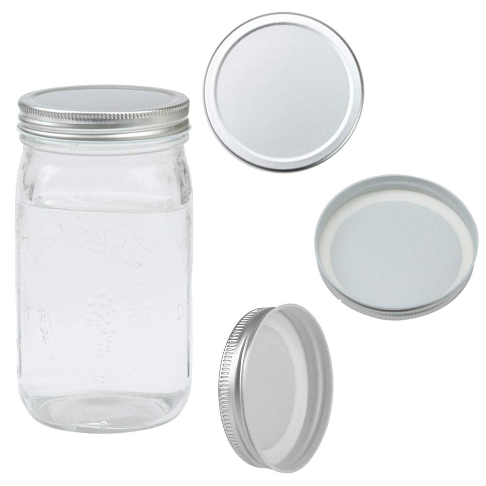 12 kpl 70mm 86 mmreusable lasipurkkiin luukut leveäsuiset tiiviisiin tiiviste kansi säilöntäastioiden hopea