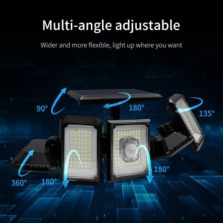 Buitenlicht op zonne-energie 300LED-tuinlamp LED-bewegingssensor binnenplaatswandlamp waterdicht sterke verstelbare spot op zonne-energie