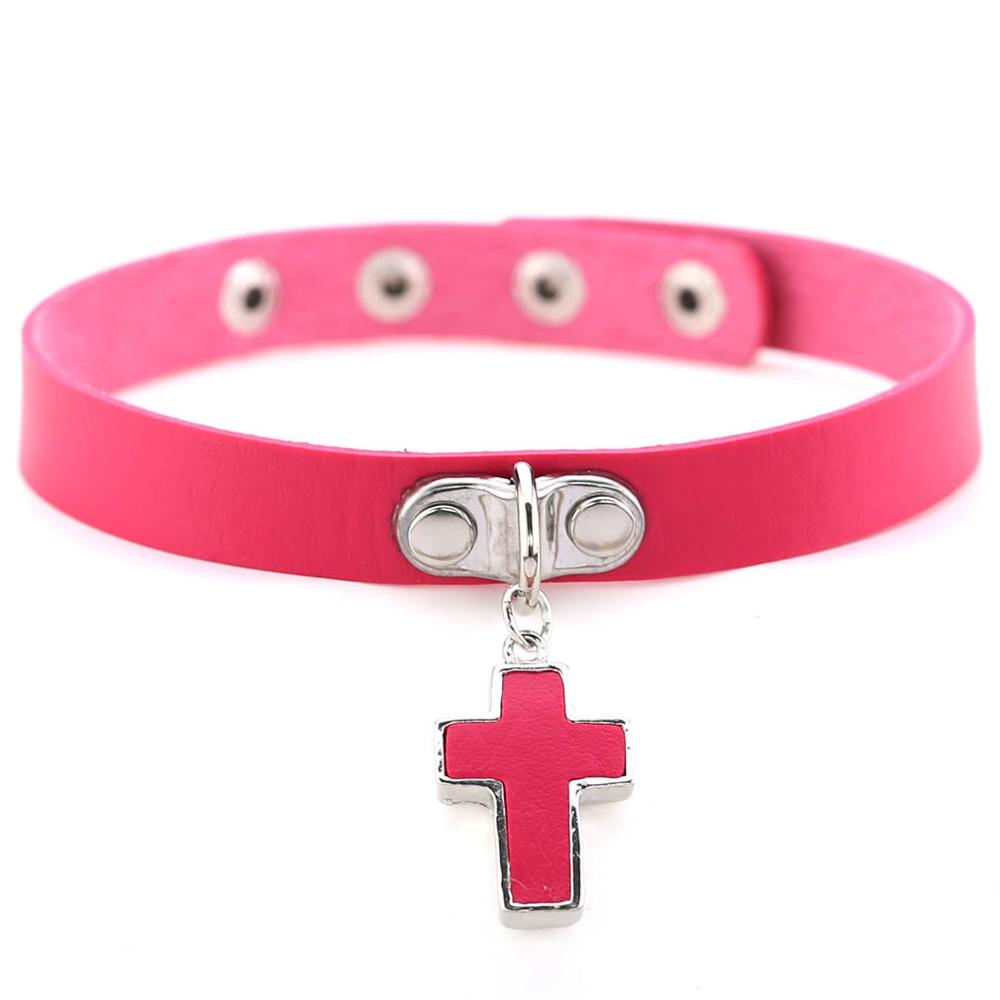 Gargantilla gótica de Cruz Negra para mujer, collar Punk rock, Gargantilla gótica, collar gargantilla de para mujer, joyería al por mayor: rose red