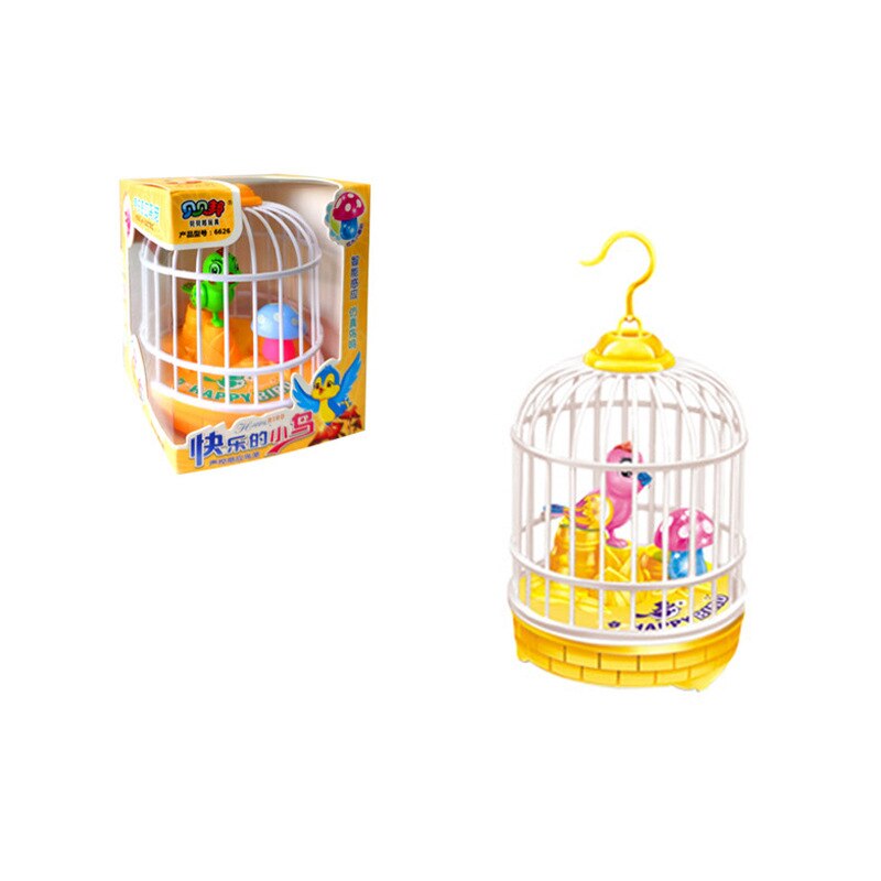 Mini Simulation Bird Cage Induction with Light Voice-activated Birdcage Toys Children's Small Birdcage Toys Novelty Toys