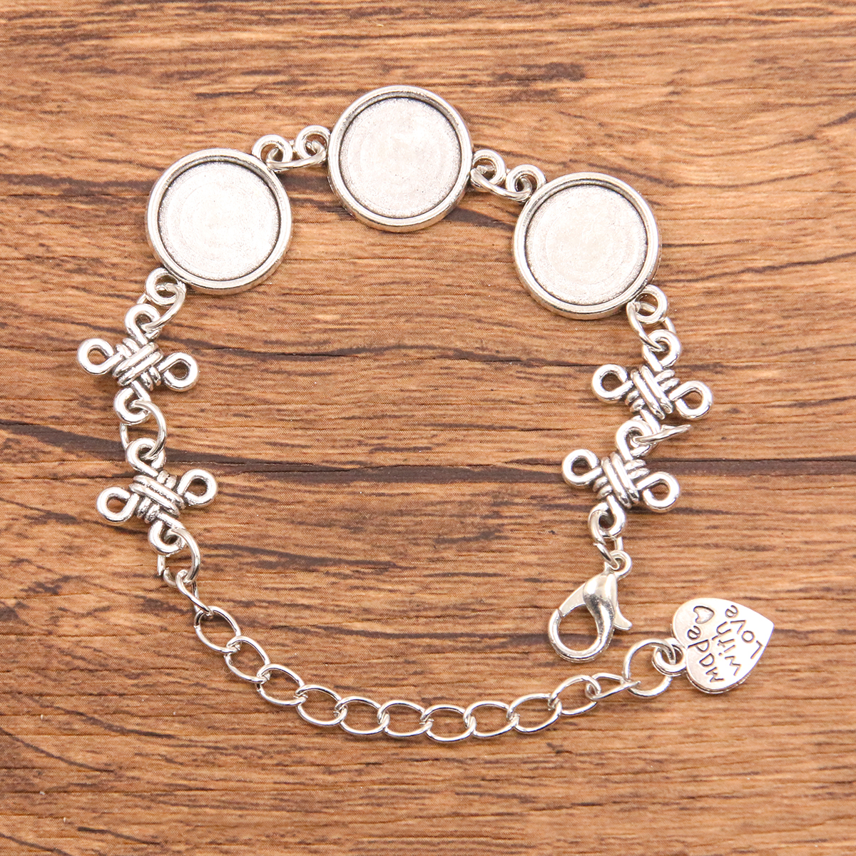 1 Uds., 2 colores, 15 estilos, aleación de Zinc de Metal, pulsera redonda de 12mm, ajuste de cabujón, conector de flor y Luna, accesorios de joyería hechos a mano: Gris oscuro