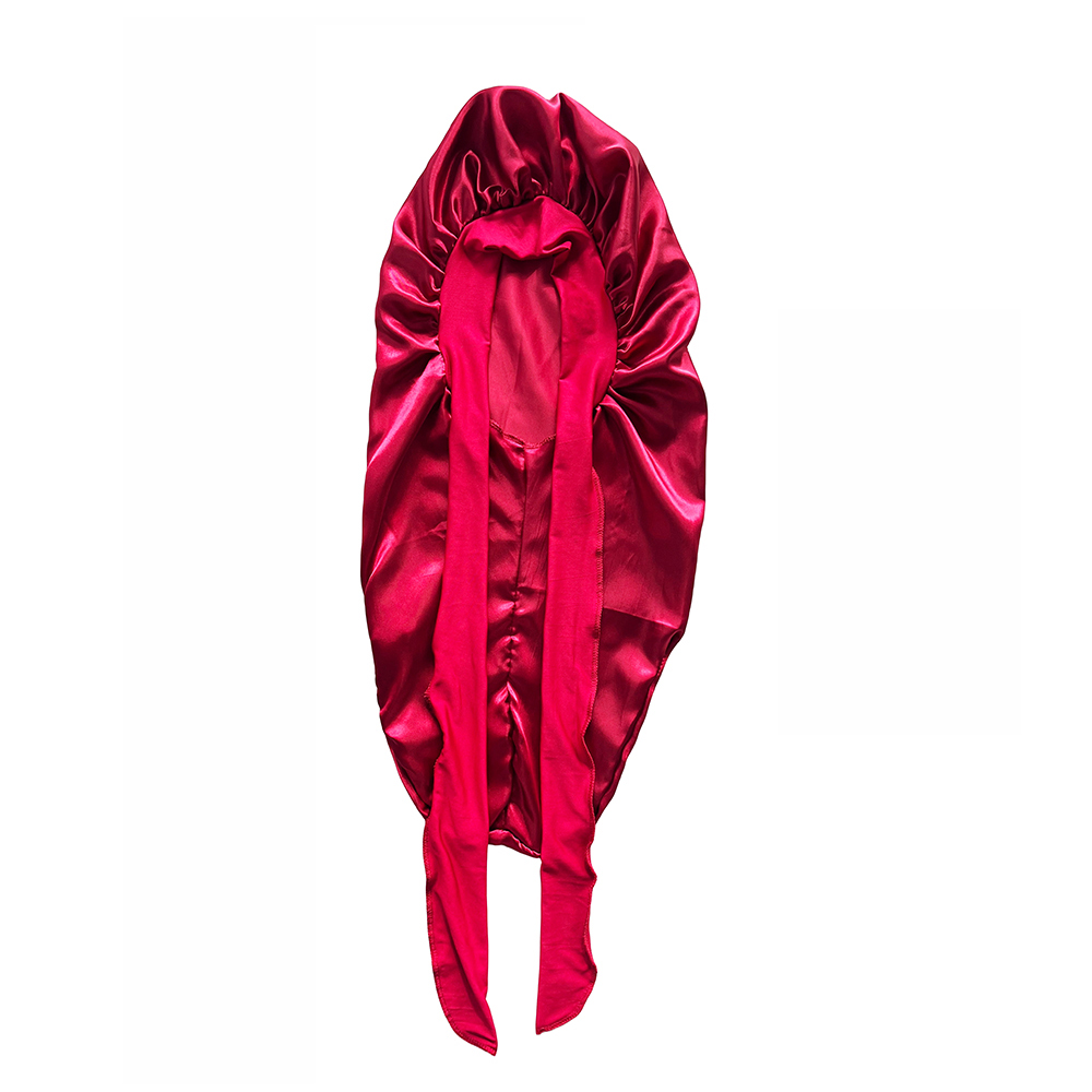 Lange Motorkap + Elastische Satijnen Haarband Set Lange Zijdeachtige Motorkap Om Te Slapen Met Brede Elastische Band Headwrap: Rood