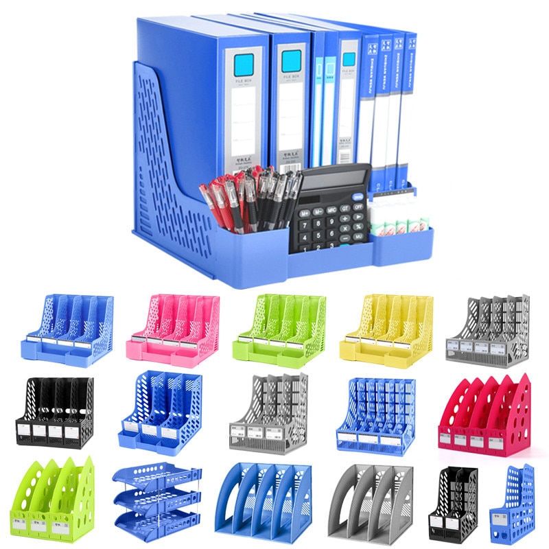 Document Stand Holder Office Desktop Plastic Tray File Holder Rack Storage Suppiles Book Magzine File Organizer Tray Rack Shelf