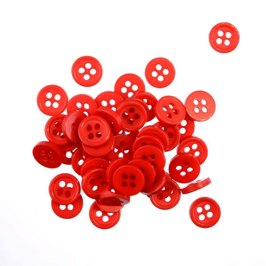 Boutons en plastique, 50/100 pièces, 9/11/15/20/25/30mm, couleur mixte, 4 trous en plastique, artisanat, couture de vêtements pour enfants, Notions de couture: Red / 11mm 100PCs
