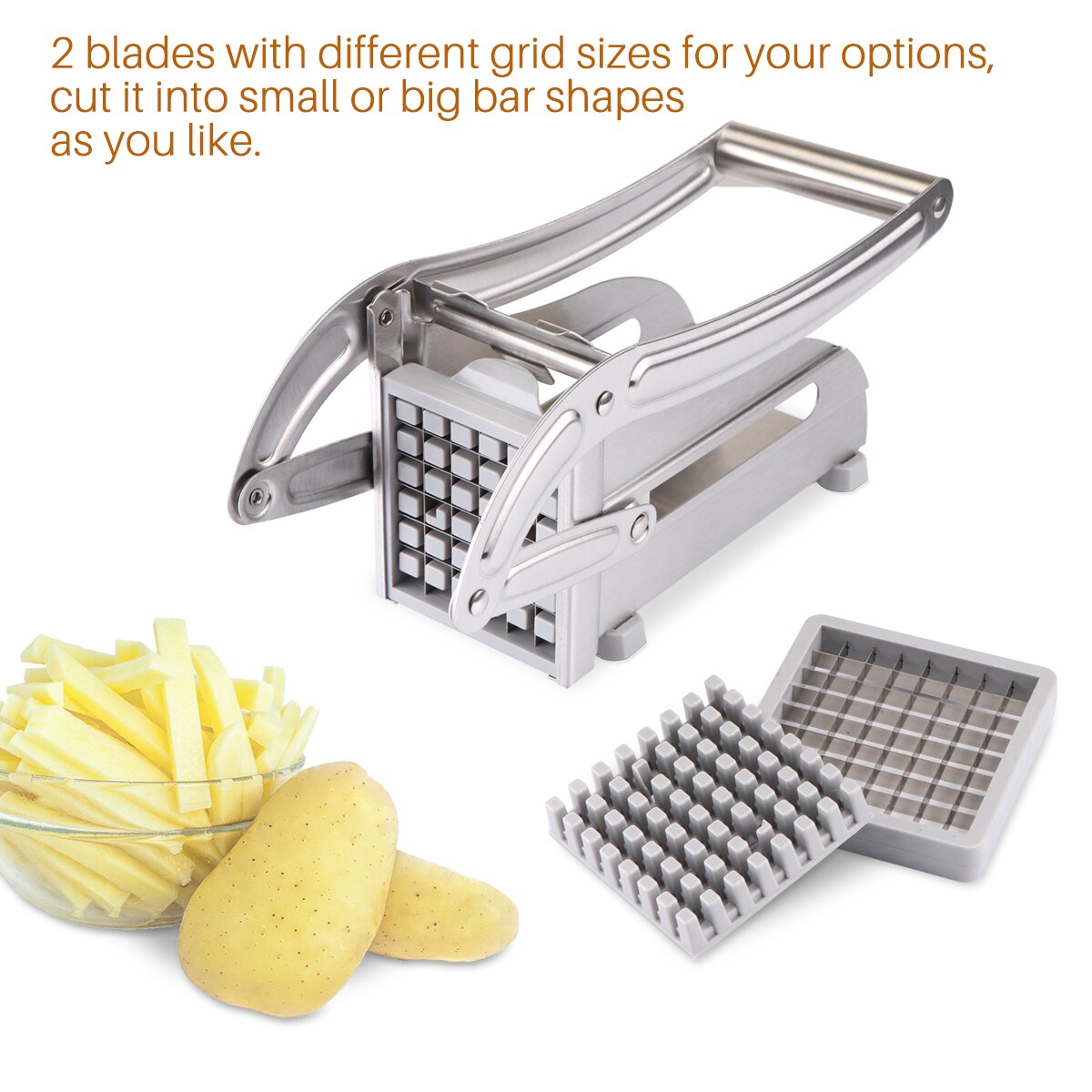 Rostfritt stål potatisskärare skära pommes frites kit pommes frites garn skärare set potatis morot skivare hackare chips tillverkning verktyg: Default Title