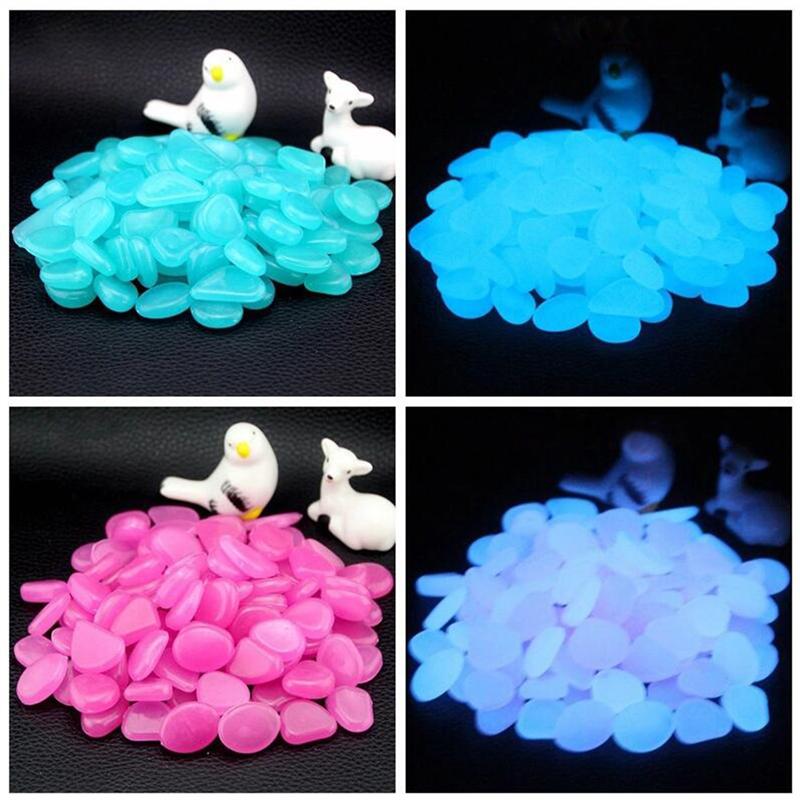 100 sztuk świetlny kostki brukowe kamyki kamienie świecące w ciemności żwir robić akwarium dekoracja obejścia ogrodu (jasnofioletowy)