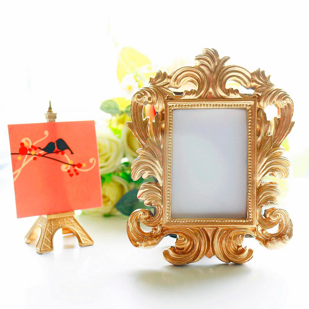 Mini Gouden Barokke Foto Foto Houder Retro Stijl Hars Stand Foto Fotolijst Wedding Home Decor Vriend Prop