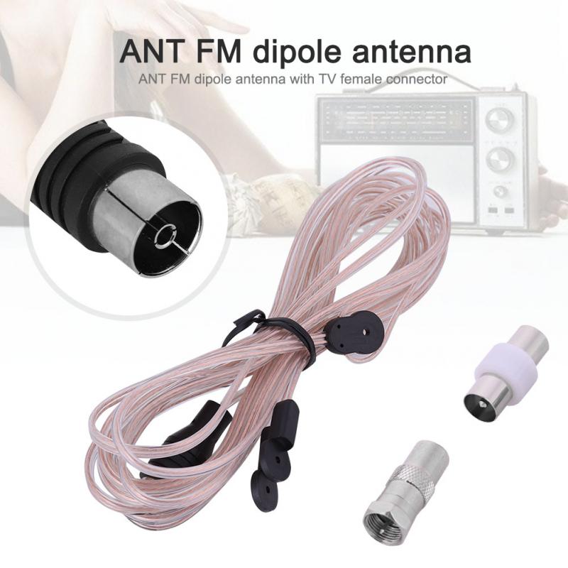 FM Dipole Antenna Radio Home Indoor FM Receiver Aerial with TV Female Connector FM Radio Antenna