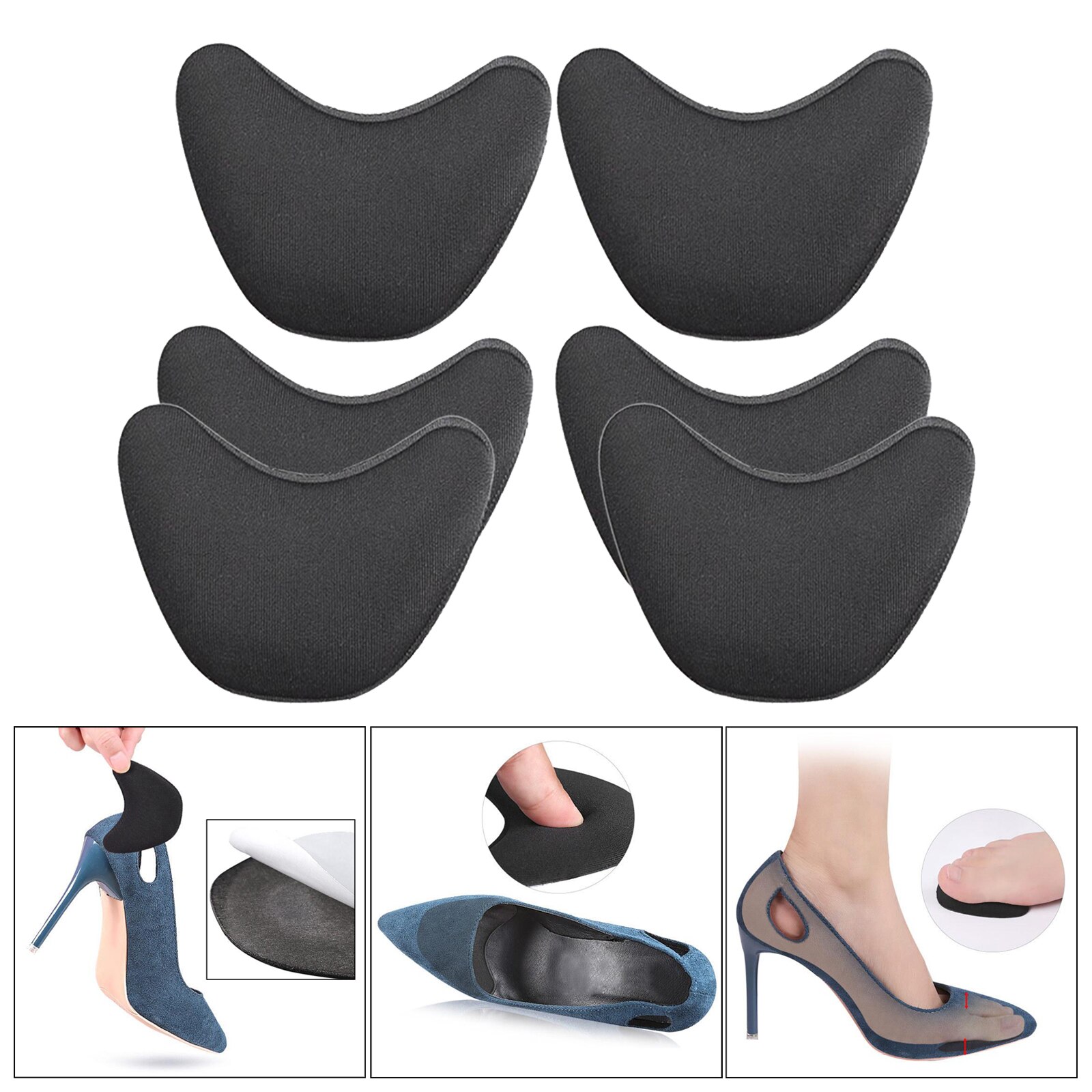 3 Pairs Teen Inserts Voor Schoenen Te Grote Schoen Inserts Schuim Teen Filler Schoen Monteurs: Black