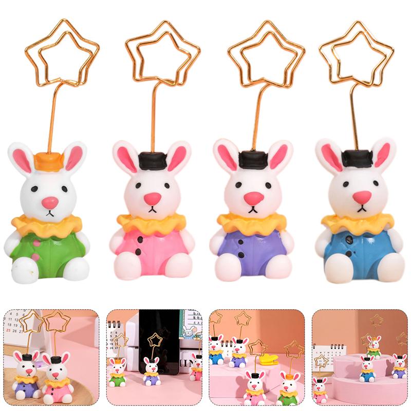 4Pcs Desktop Foto Clip Hars Bunny Vorm Mini Picture Card Clip Memo Clip