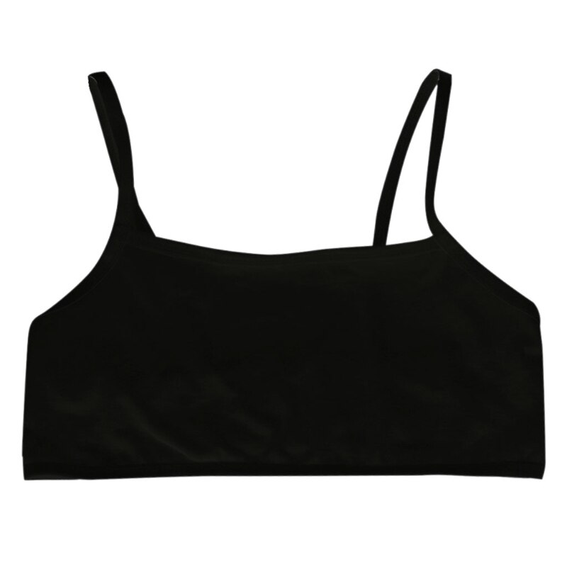 Puberty Teenage Girl Cotton Underwear Student Brassiere Training Bra Solid Color: Black