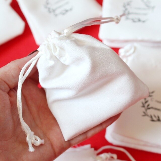 White Flannel Jewelry Bag 8x10cm(3x4inch) 9x12cm 10x15cm(4x6inch) pack of 50 Makeup Velvet Drawstring Pouch