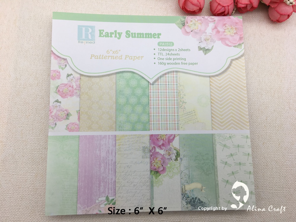 AlinaCraft 24 sheet 6"X6" patterned paper Scrapbooking paper pack handmade craft paper craft Background pad