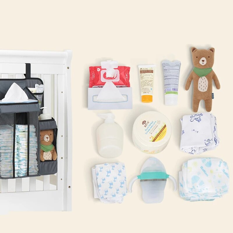 Baby Crib Organizer Opknoping Zakken Voor Pasgeboren Baby Beddengoed Set Organizer Luier Opbergtas Luiertas Kids Bed Linnen