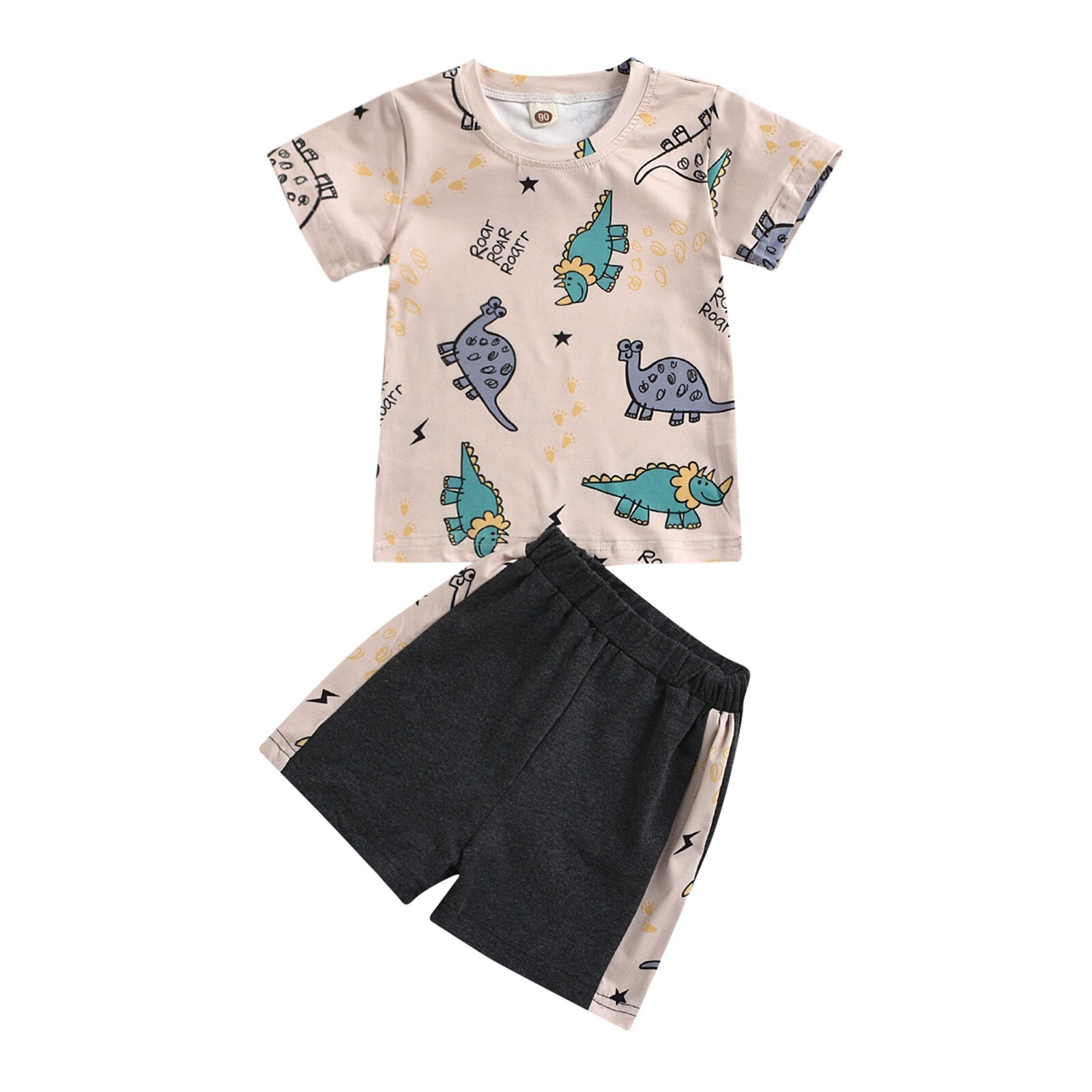 Toddler Baby Boys Clothes Short Sleeve Dinosaur T-shirt Tops Shorts 2pcs Kids Cartoons Cute Outfits Set Baby's Summer Clothing: Pink / 18-24 Months