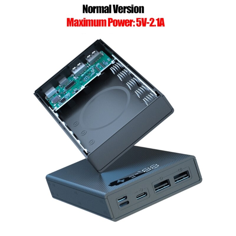 Detachable LCD Display DIY 5x18650 Battery Case Power Bank Shell Portable External Box without Battery Powerbank Protector: Black