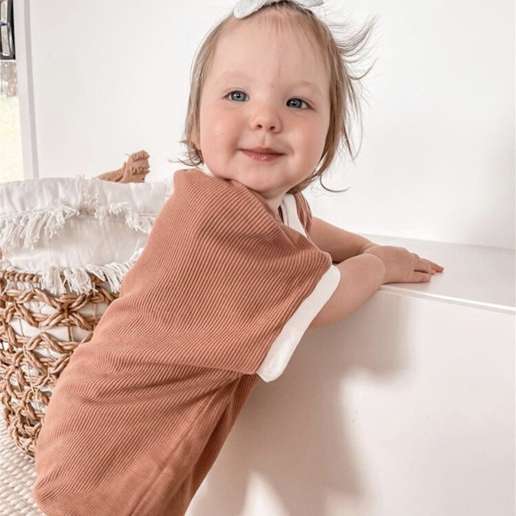 Summer Newborn Baby Rompers Soild Color Jumpsuits Waffle Boys Clothes Girl Cotton Short Sleeve Infant Boys Romper 0-24 Months