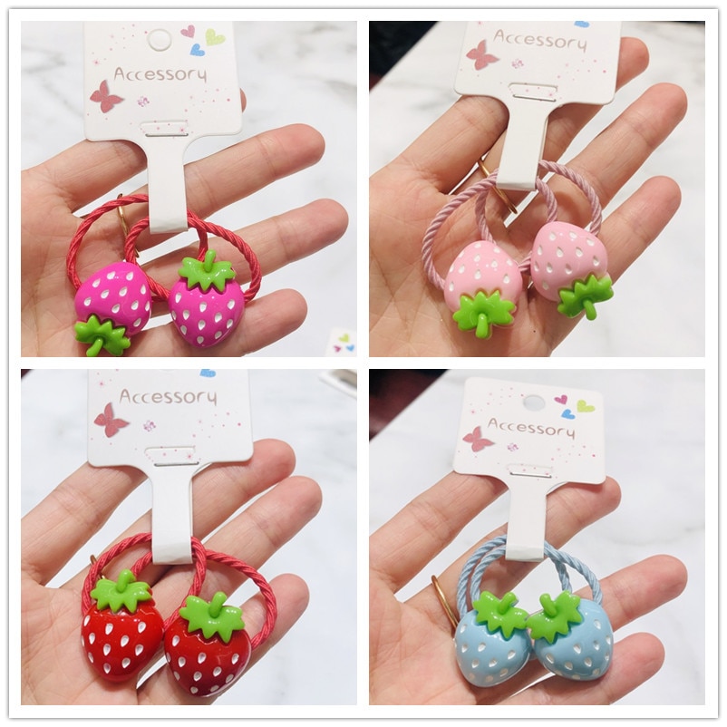 2 stk jordbær hårtilbehør børn gummibånd scrunchies elastiske hårbånd piger pandebånd dekorationer slips tyggegummi