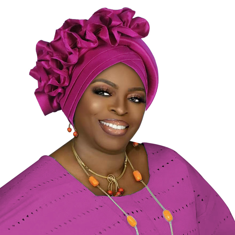 Ruffled Turban Cap for Women African Lady Head Wra... – Grandado