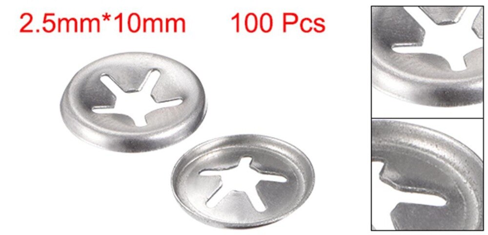 UXCELL 100Pcs M3 Internal Tooth Starlock Washer 2.5mm I.D. 10mm O.D. Stainless Steel For Machinery Equipment Hardware Gaskets