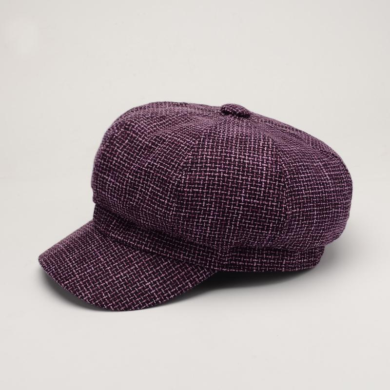 Newsboy cap ottekantet hat baret kvinder efterår vinter hatte til kvinder vintage gorro casquette baret kvinde: Lilla