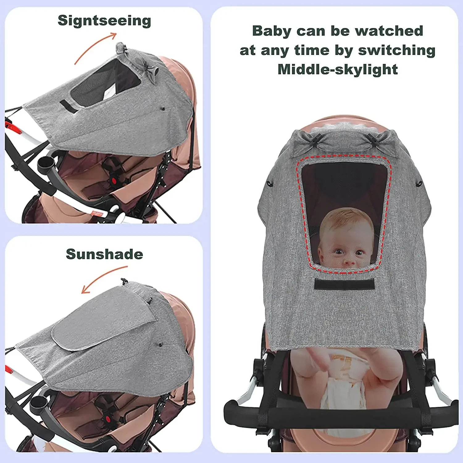 Carrinho de bebê sombra de sol proteção uv capa à prova dwaterproof água carrinho de bebê à prova de sol capa de chuva universal acessórios de carrinho