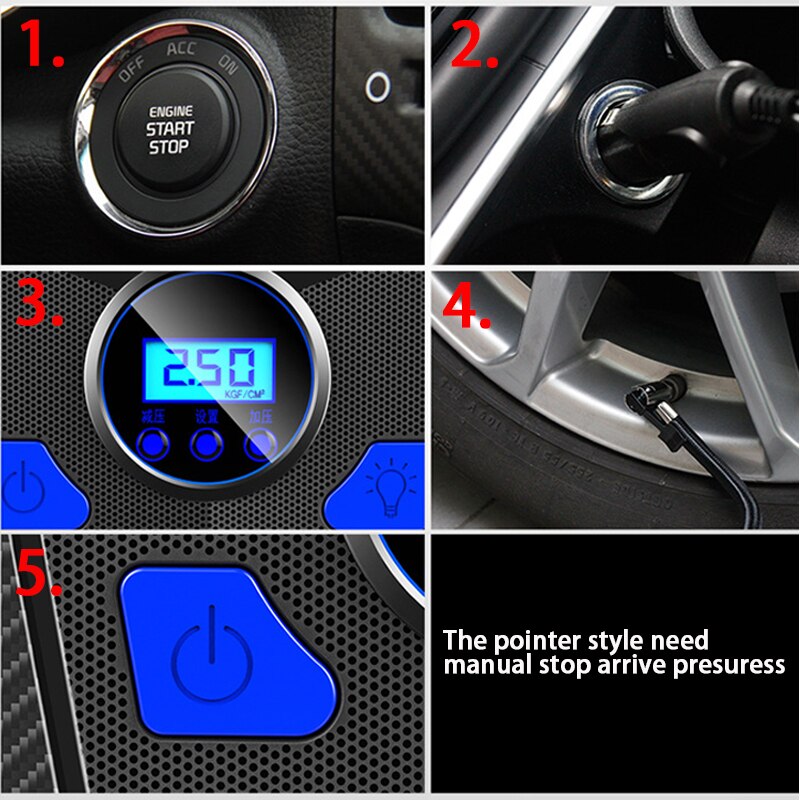 Car Air Pump Compressor Digital Tire Inflatable 12V 120W 150 PSI Car Air Pump With Auto Shut Off Gauge And Powerful Emergency