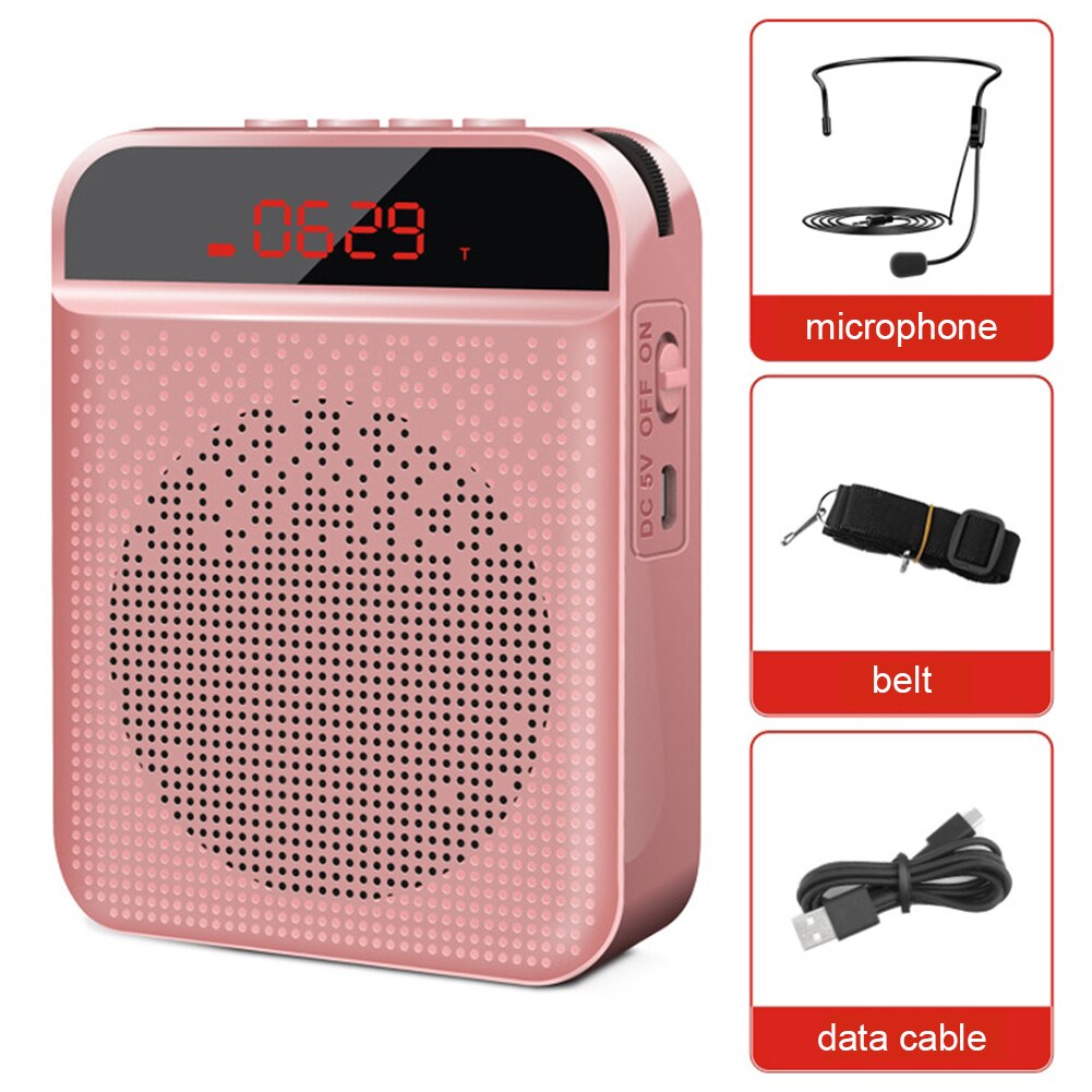 Megafono portatile 5W FM amplificatore vocale insegnante microfono altoparlante con lettore MP3 Radio FM ricarica USB per riunioni di insegnamento