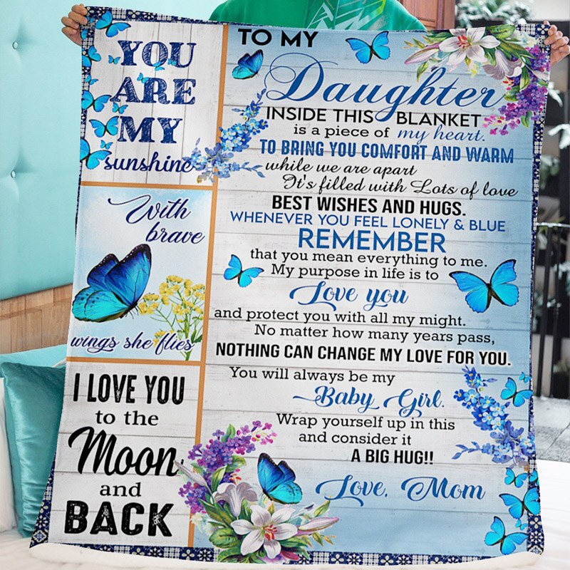 Fleece deken voor mijn dochter ik hou van je flanellen deken digitaal bedrukt brief envelop vierkante deken clh@ 8