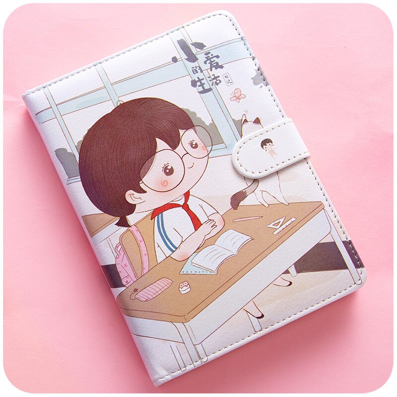 Bloc de notas estampado con forma de fruta, planificador con hebilla magnética, cuaderno de PU, Agenda anual, ilustración de Color, planificación diaria, papelería Kawaii: H