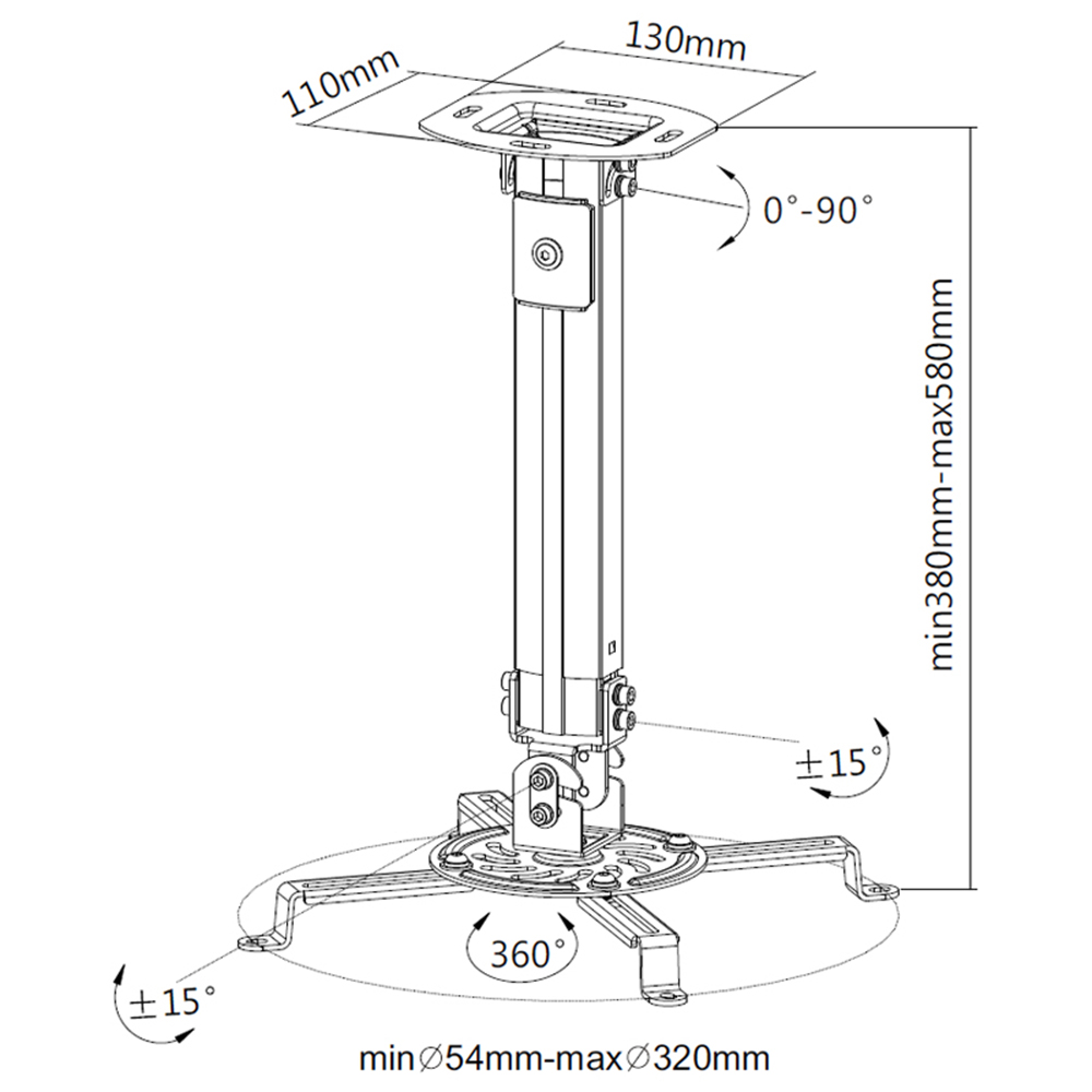 Crenova justerbar projektor takfäste lastning 5kg tak projektorfäste för videoprojektorxpe 660 a76 yg520