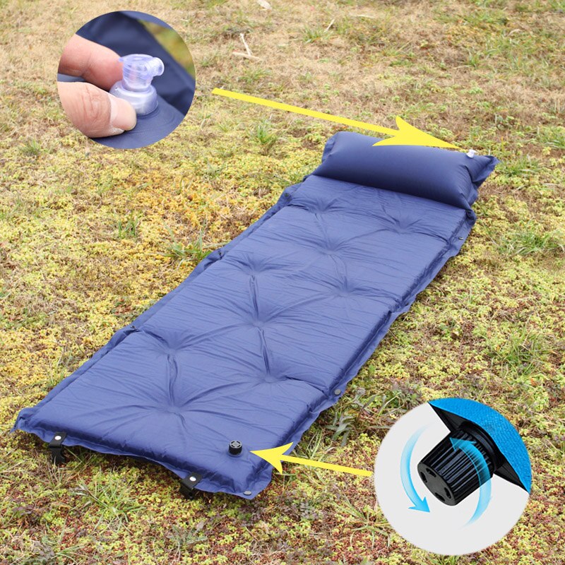 Inflatable Outdoor Camping Mat Self Inflating Air Mattress Sleeping Pad Air Bed Joinable With Pillow