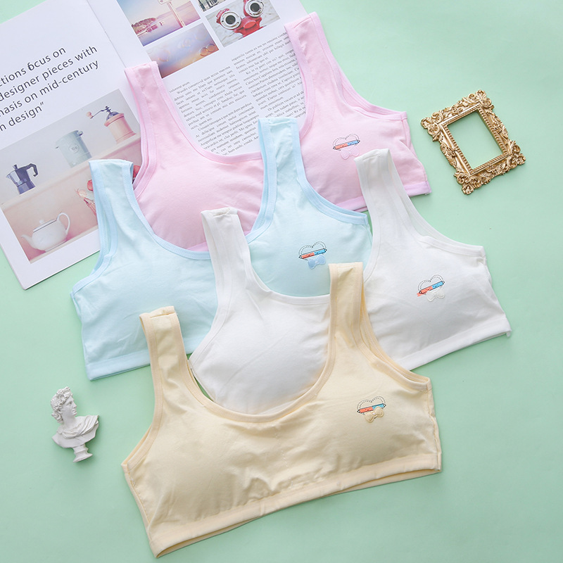 Sujetador para niñas, Tops cortos para adolescentes, ropa interior transpirable, barras de entrenamiento deportivo para niños, letras, ropa de algodón suave para adolescentes