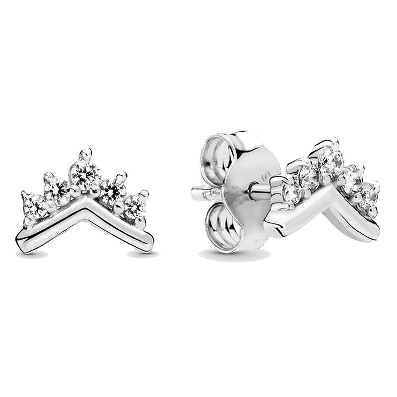 Corona brillante de Plata de Ley 925 para mujer, Tiara de margaritas y flores, firma de Wishbone, pendiente doble para mujer, joyería de: 8