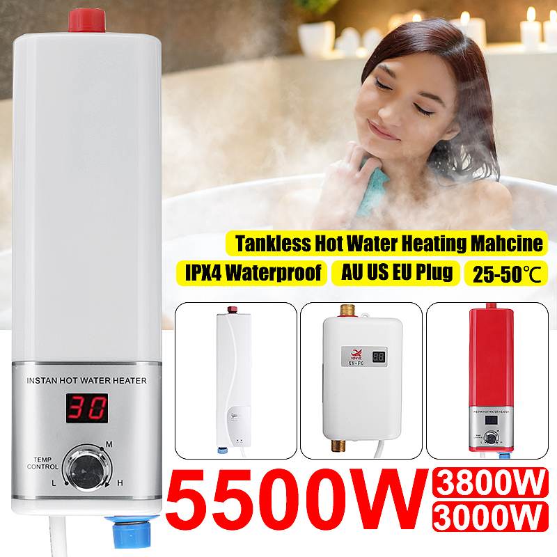 5500w elektrisk vandvarmer mini instant tankfri vandvarmer indendørs bruser køkken badeværelse vandvarmer temperaturregulering