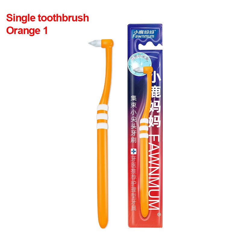 Fawnmum Orthodontische Tandenborstel Puntige en Platte Kop Zacht Haar Correctie Schone Tanden Kloof Floss Mondhygiëne Tanden Bretels 1 Stuks: Ivoor