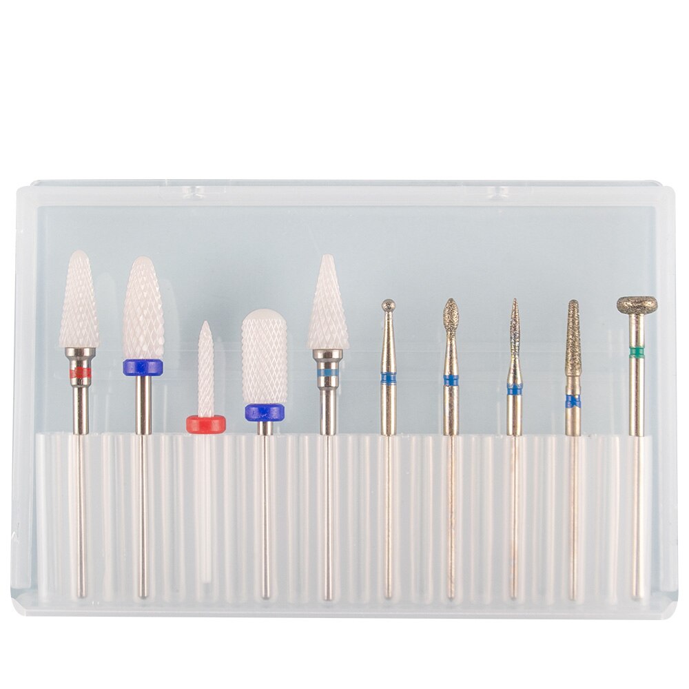 Juego de fresas para manicura, brocas para taladro eléctrico, máquina de manicura, cortadores para la eliminación de barniz de Gel, 10 Uds.: S10 PLUS-N