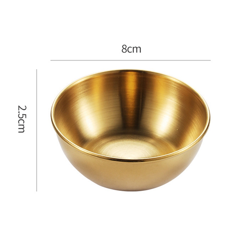 4PCS Stainless Steel Round Small Dish Golden Sauce Seasoning Dish Home Restaurant Kitchen Soy Sauce Dish