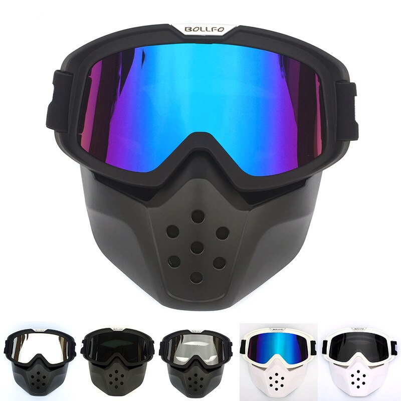 Lunettes de moto rétro anti-poussière Anti-UV, masque de Motocross, filtre de respiration modulaire détachable, masque pour casque ouvert