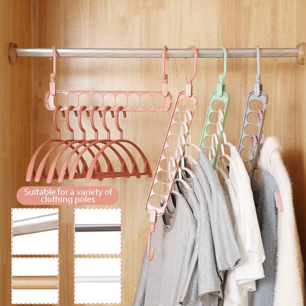 Cintre multi-fonction pliant à 9 trous, cintre rotatif pour vêtements, penderie, séchage de vêtements, organisateur de maison