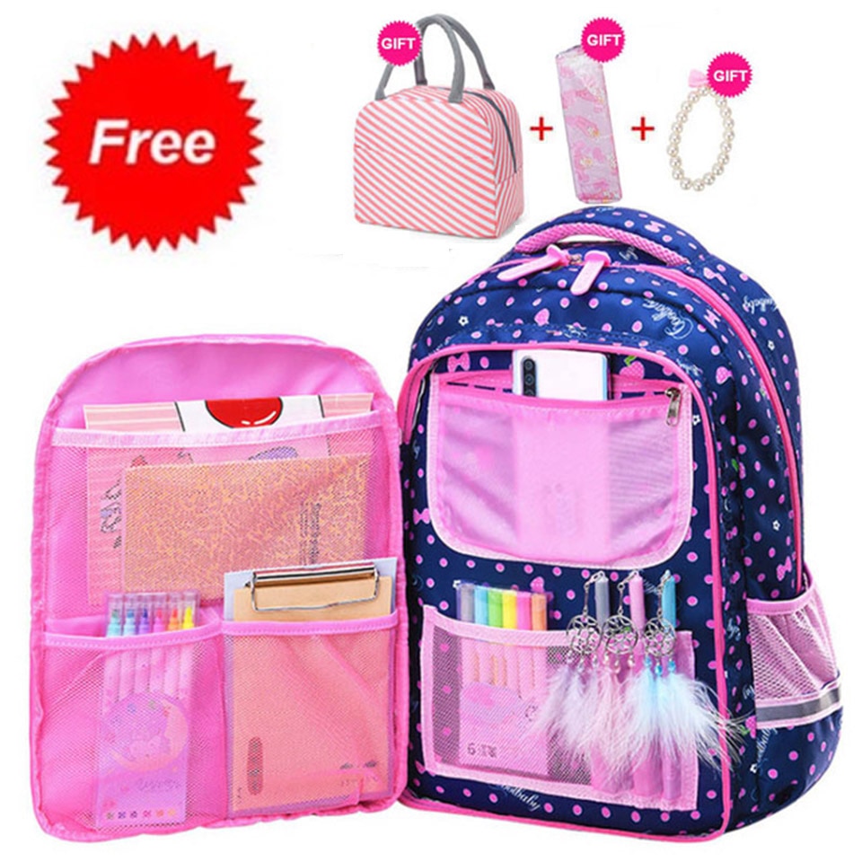 Nette Punkt Drucke Schule Rucksäcke Mädchen Schule Taschen freundlicher Bookbags Wasserdichte Nylon Grundschule Schüler Schulranzen Schul