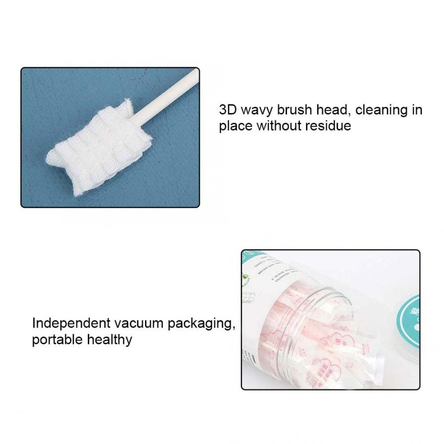 30Pcs Disposable Baby Toothbrush Paper Rod Handle Tongue Cleaner Gauze Toothbrush Infant Oral Cleaning Stick Dental Care