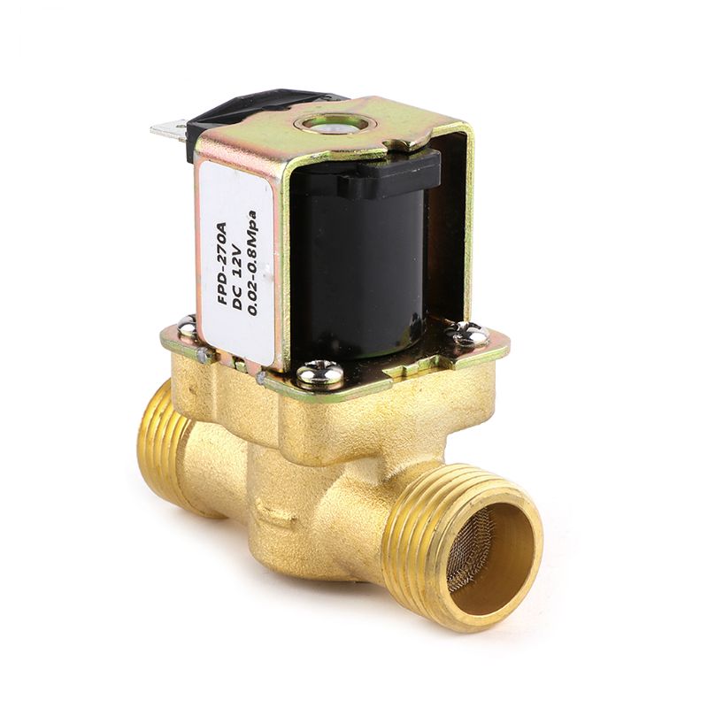 Válvula de entrada de agua de cobre , normalmente cerrada, 4 puntos DC12V, calentador de agua Solar, válvula solenoide de bobina solenoide, 19QE