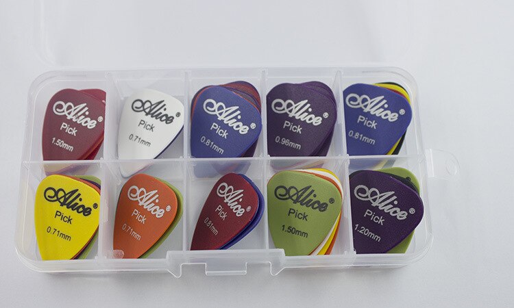 Púa de guitarra eléctrica ABS de colores, púa acústica para música, 0,58/0,71/0,81mm/0,96/1,2mm/1,5mm de grosor, púas de guitarra con embalaje variado: 24pcs