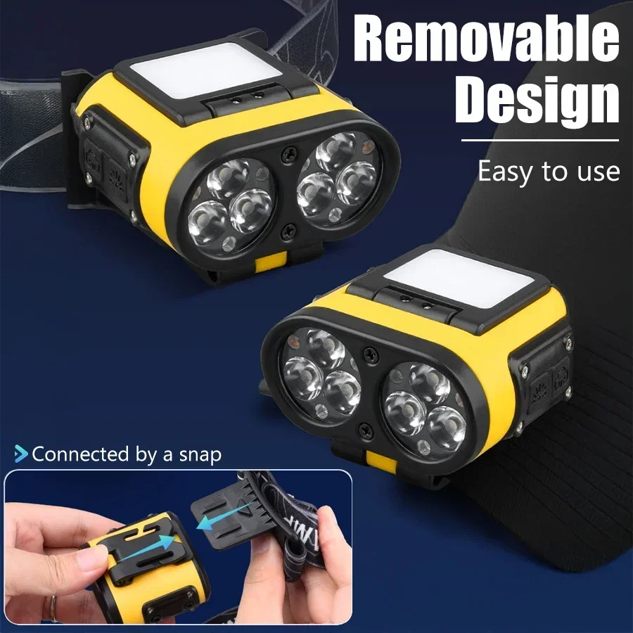 Ultralys mini ledet-hodelykt oppladbar sensor kolbe ledet-hodelykt med hetteklips hodelykt innebygd batteri smd ledet-hodelykt