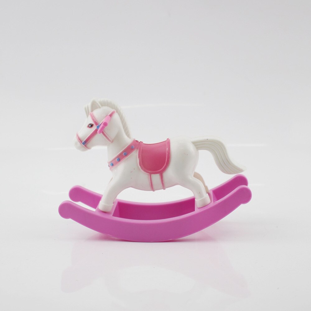 Mini caballo balancín de plástico pequeño modelo equilibrio muñeco caballo casa decoración juguete para jugar a las casitas niño chico chica