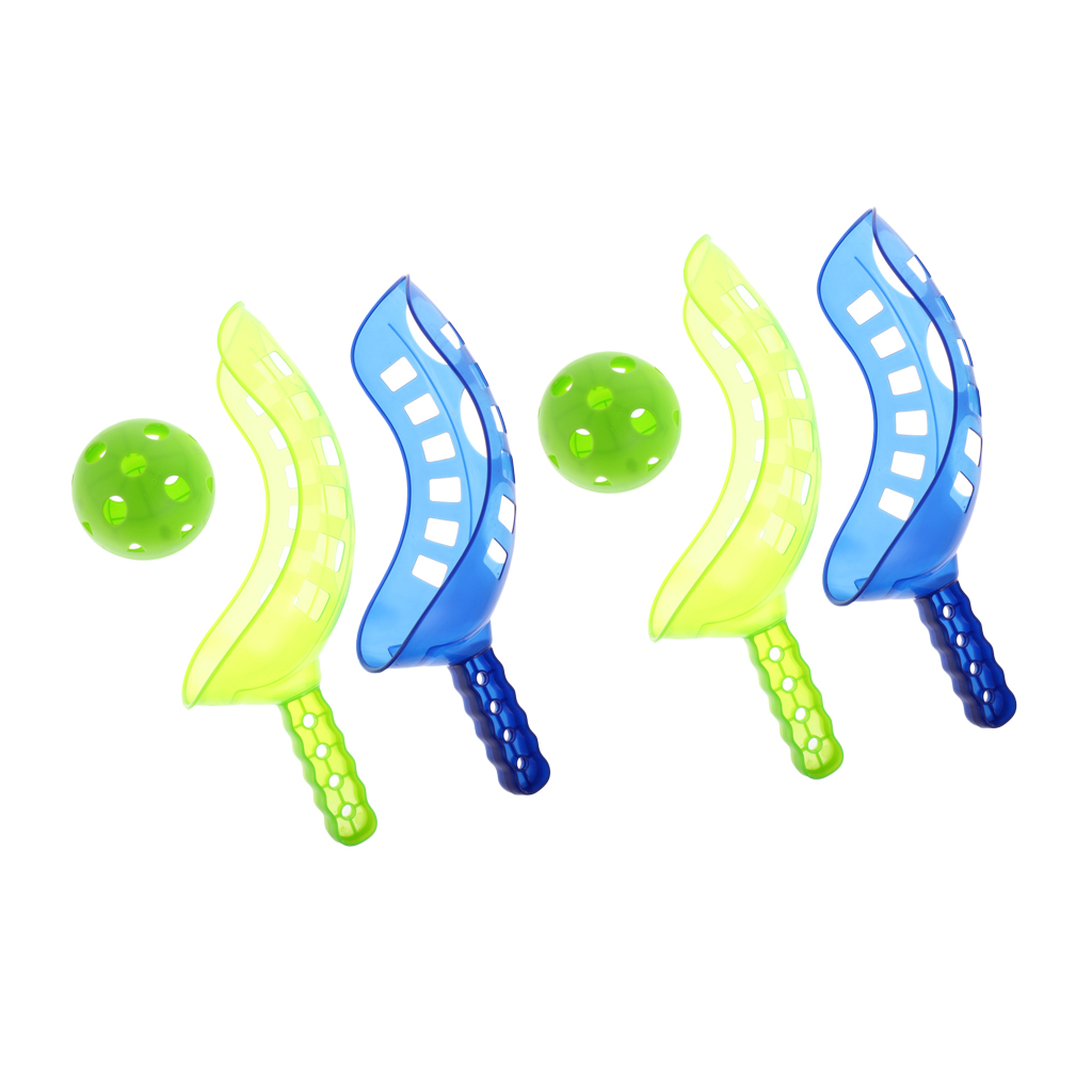 2 Set Scoop Ball Catch Game Toys with 2 Balls and 4 Scoops Color Random