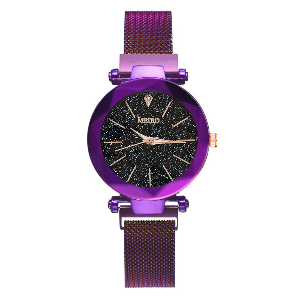 Luxe Magnetische Sterrenhemel Vrouwen Horloges relogio feminino Vrouwelijke Klok Quartz Horloge Dames Polshorloge reloj mujer: Paars